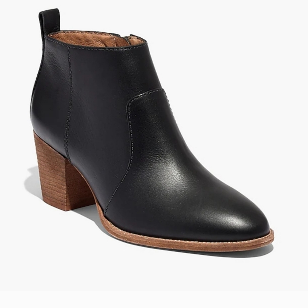 Madewell The Brenner Boot in Leather Heeled in black size 7 like new